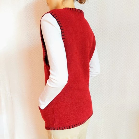 Vintage red wool vest - Picture 7 of 15